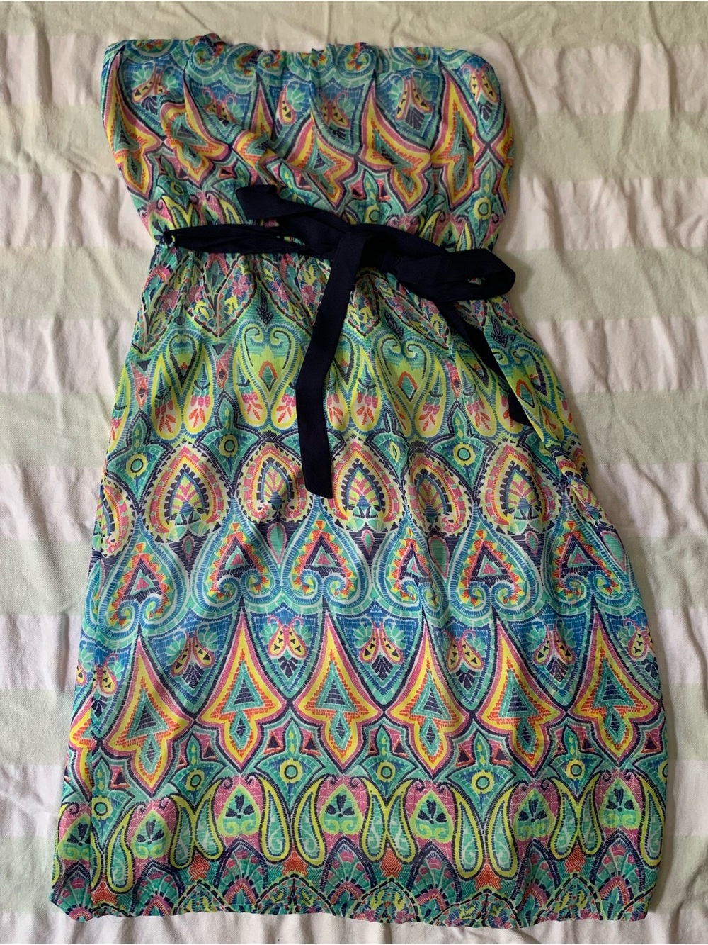 Pink Owl Colorful Strapless Dress Size Medium